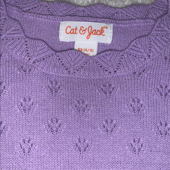 Cat & Jack Lavender Sweater Dress XS 4/5 EUC Short  Sleeves - Picture 6 of 13